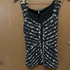 White House Black Market Black and Blue Striped Top